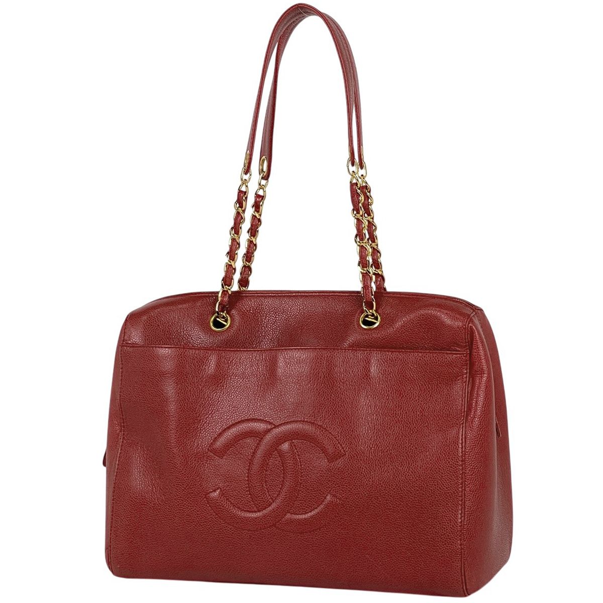 Chanel Tote CC Logo Chain Caviar Leather
