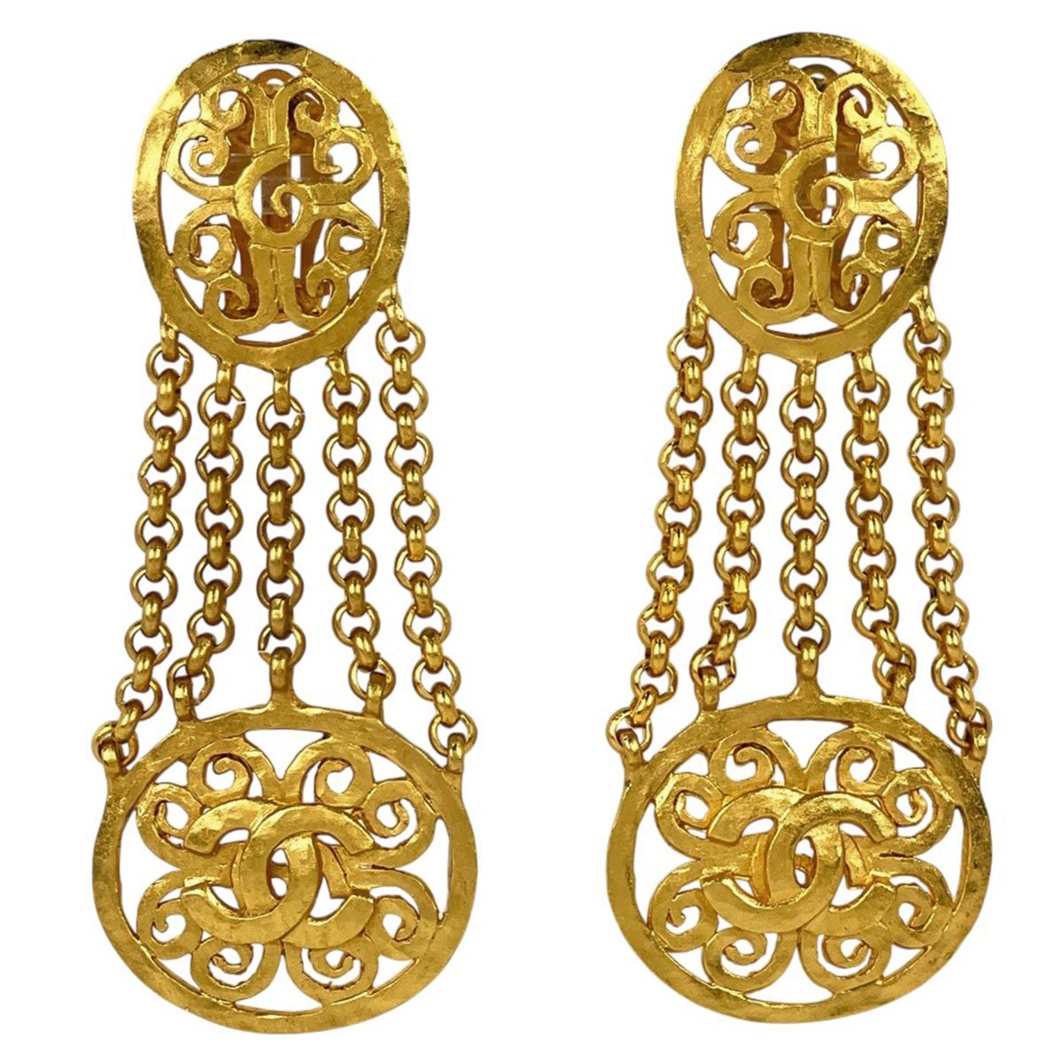 Chanel Earrings CC Logo Gold Plated