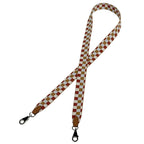 Hermes Bandouliere Maxi Quadrille Shoulder Strap Canvas Leather Brown Beige