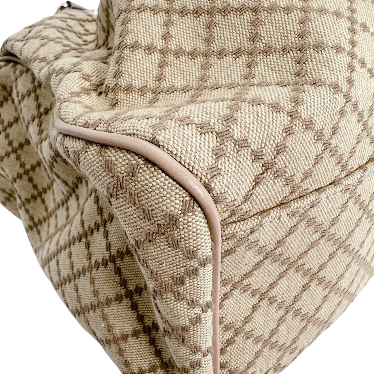 Gucci Diamante Canvas Handbag Tote Beige Brown — view 8