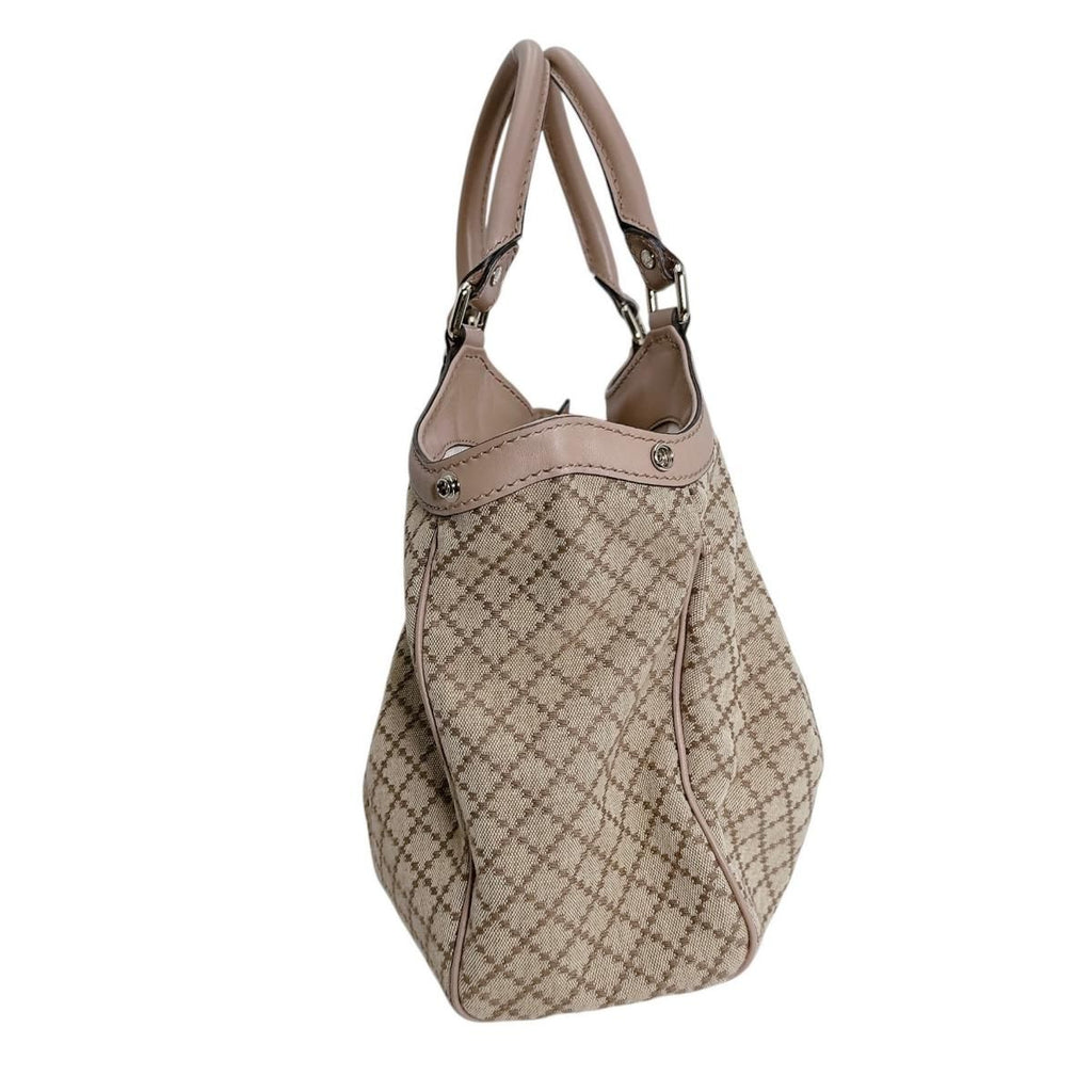 Gucci Diamante Canvas Handbag Tote Beige Brown — view 3