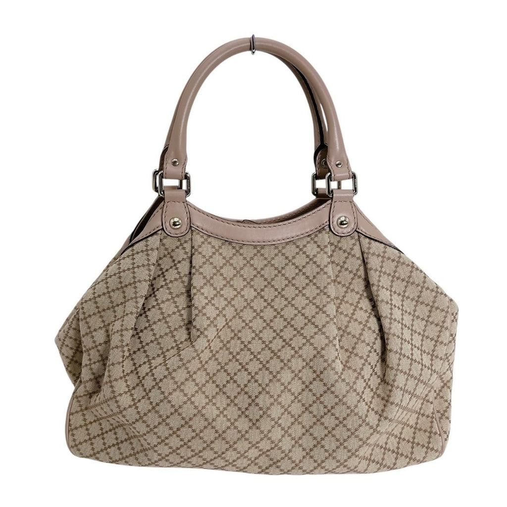 Gucci Diamante Canvas Handbag Tote Beige Brown — view 2