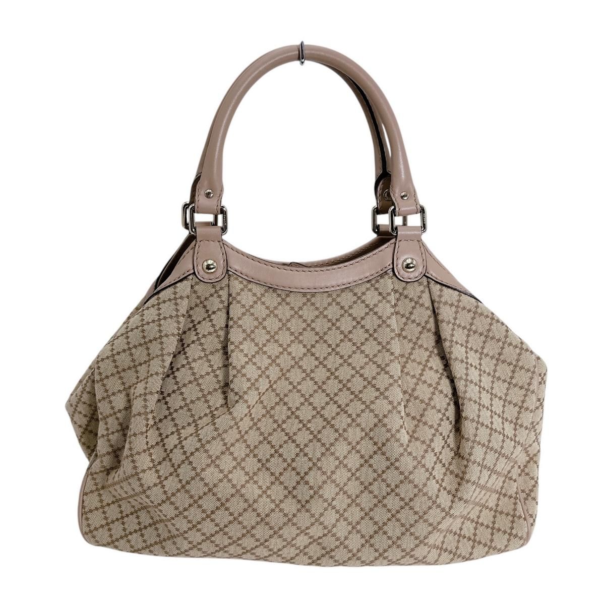 Gucci Diamante Canvas Handbag Tote Beige Brown — view 2