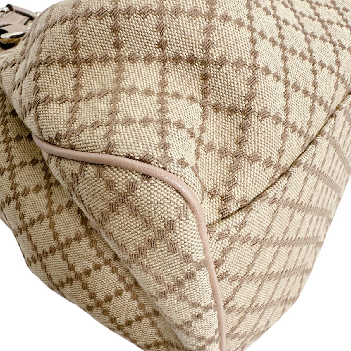 Gucci Diamante Canvas Handbag Tote Beige Brown — view 6
