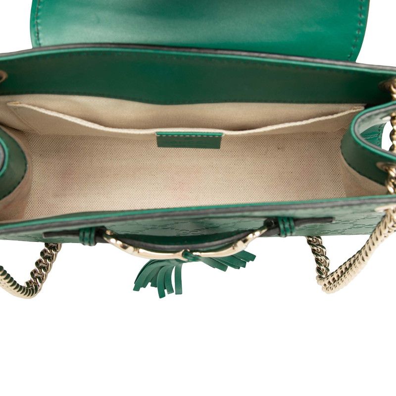Gucci Guccissima Emily Tassel Charm Chain Shoulder Bag Green Leather — view 4
