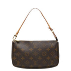 Louis Vuitton Monogram Pochette Soirle Handbag Pouch Brown Leather