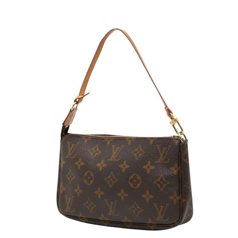 Louis Vuitton Monogram Pochette Soirle Handbag Pouch Brown Leather — view 2