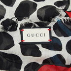 Gucci Dot Pattern Strawberry Scarf Large Black White Multicolor Rayon Silk — view 2