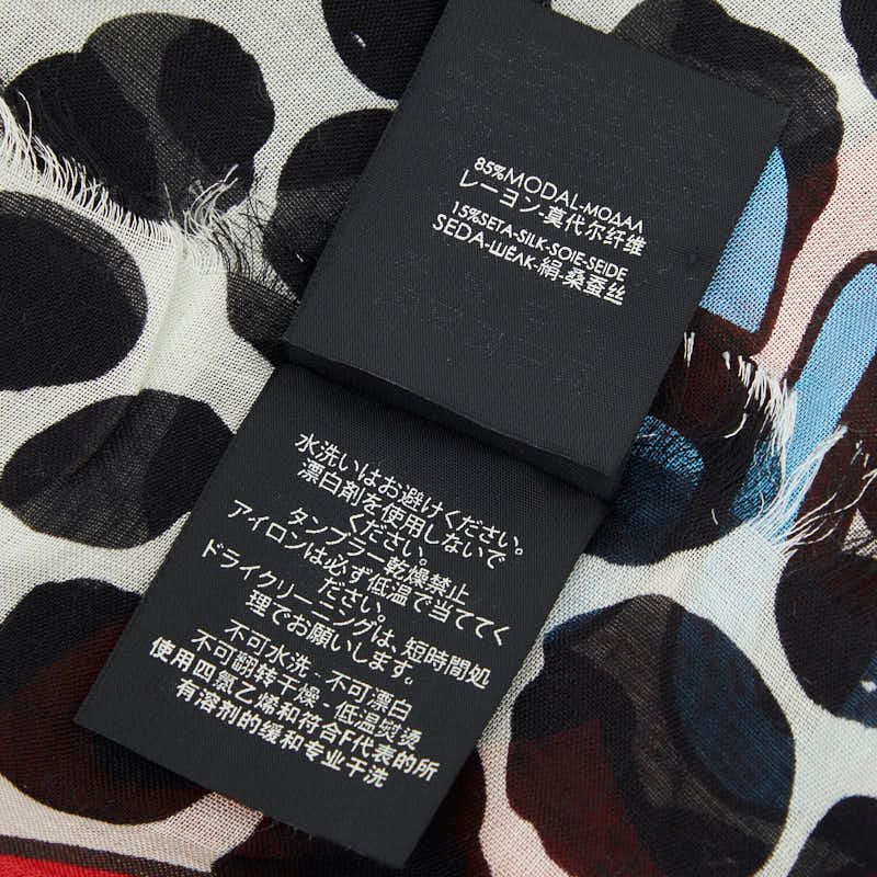 Gucci Dot Pattern Strawberry Scarf Large Black White Multicolor Rayon Silk — view 5