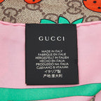 Gucci GG Logo Strawberry Pattern Scarf Large Pink Multicolor Silk — view 4