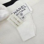 Chanel CC Logo Sleeveless Border Knit Dress 36 White Black Cotton — view 7