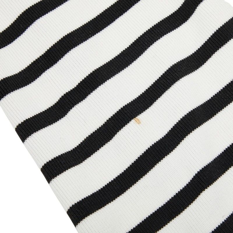 Chanel CC Logo Sleeveless Border Knit Dress 36 White Black Cotton — view 4