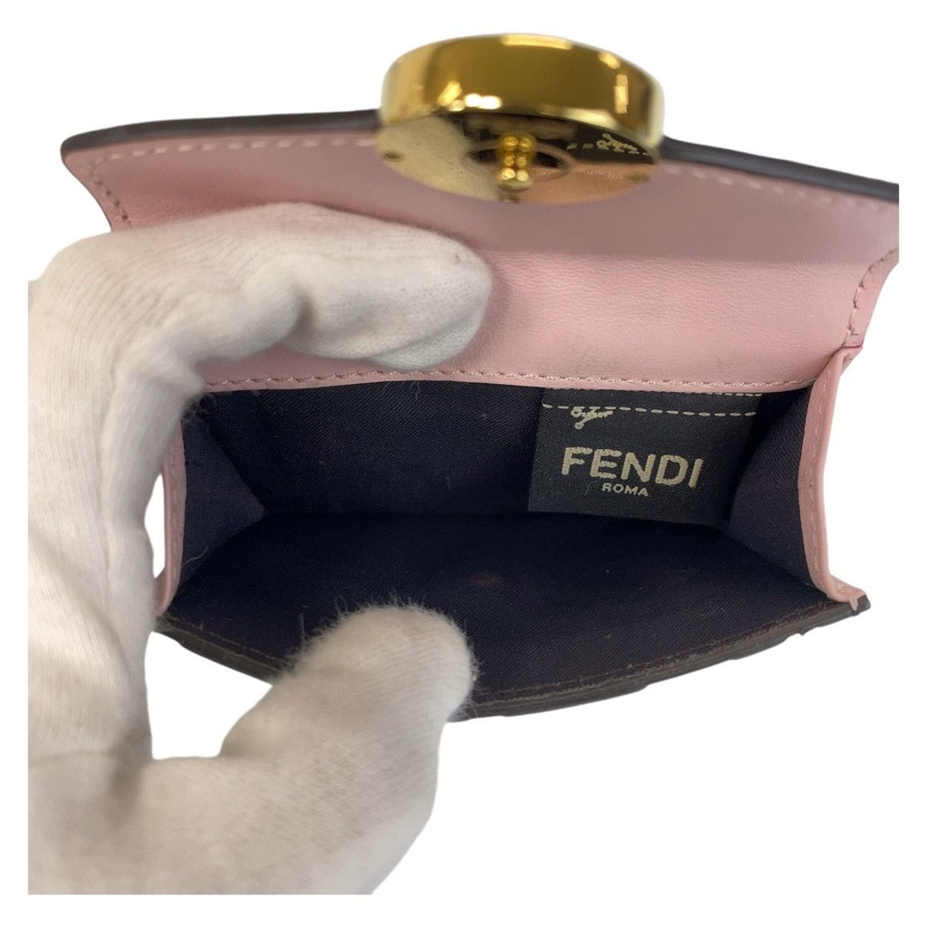 Fendi Zucca Is Pink Brown Gold Leather Folded Wallet Compact — view 7
