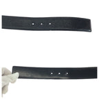Gucci Guccissima Interlocking 85 Black Silver Leather Belt Buckle — view 5