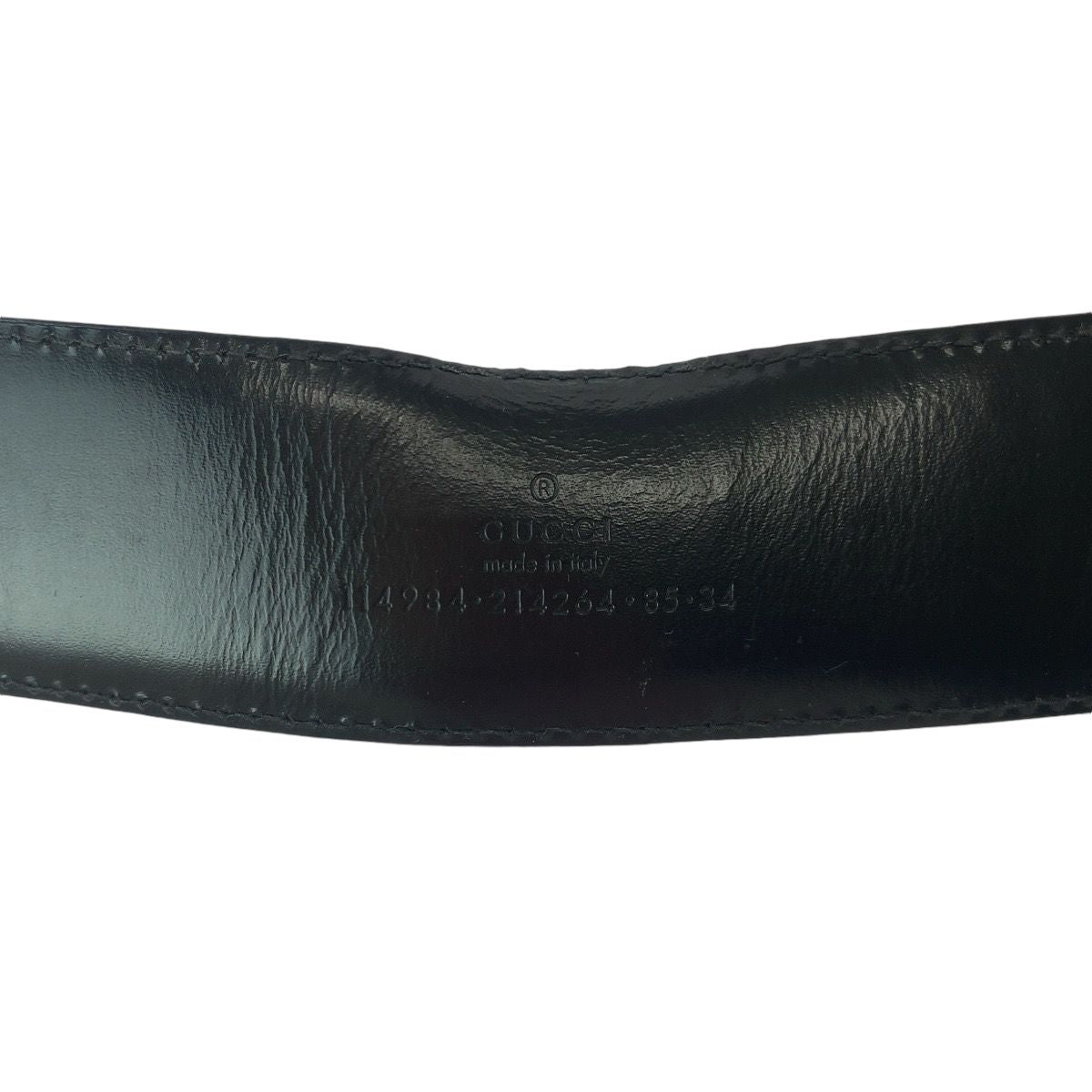 Gucci Guccissima Interlocking 85 Black Silver Leather Belt Buckle — view 8