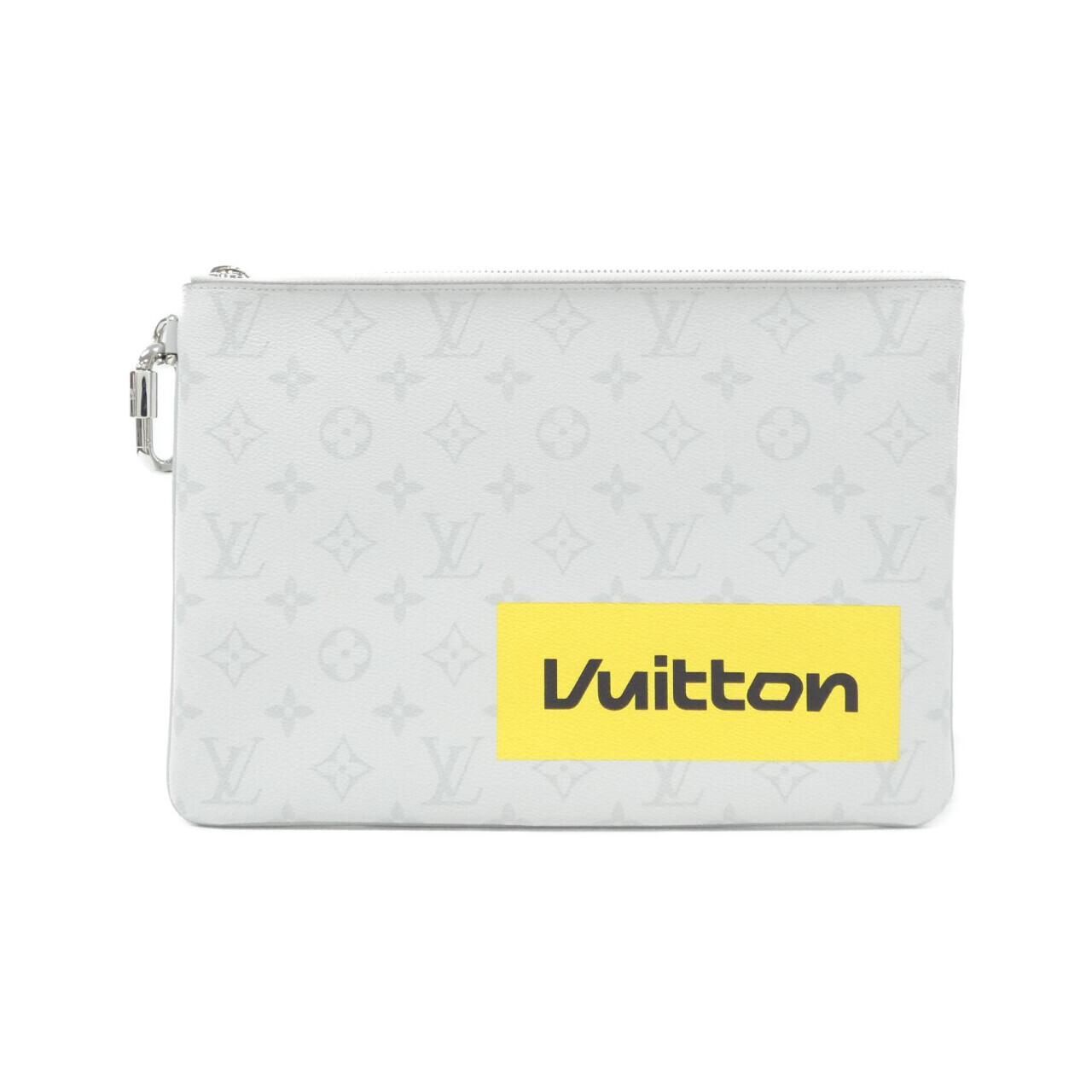 Louis Vuitton White Monogram Logo Zipped Pouch GM