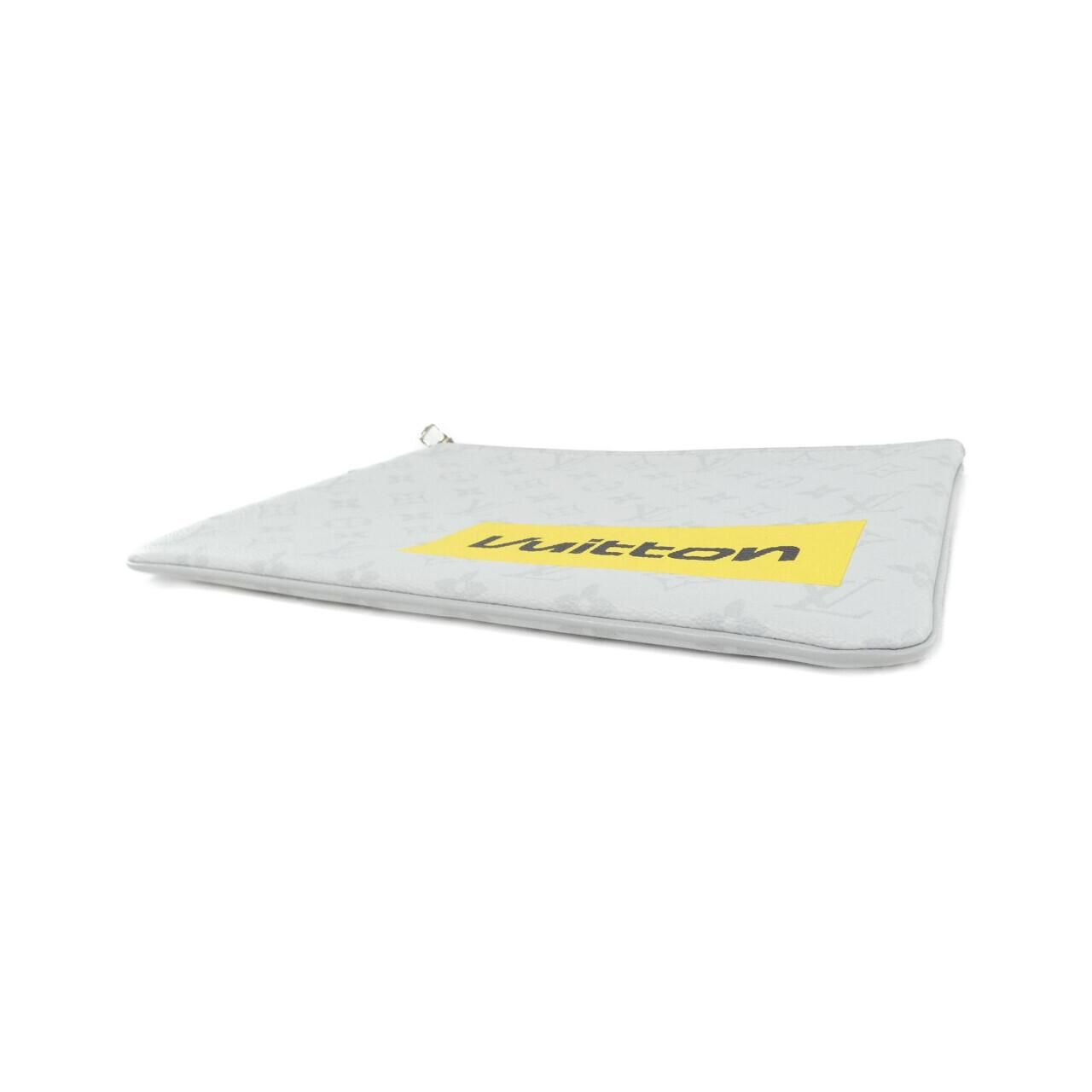 Louis Vuitton White Monogram Logo Zipped Pouch GM — view 3