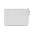 Louis Vuitton White Monogram Logo Zipped Pouch GM — view 2