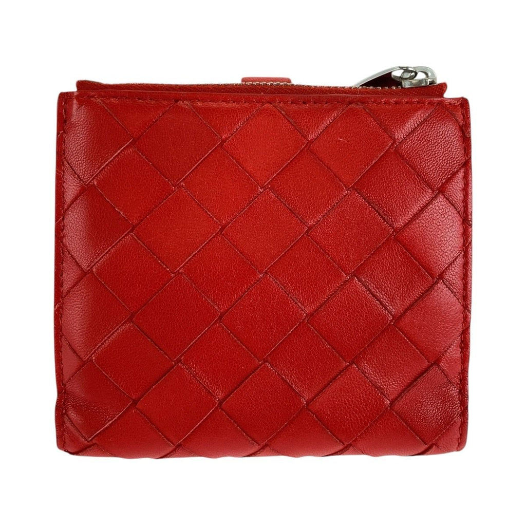 Bottega Veneta Maxi Intrecciato Red Leather Fold Wallet Compact — view 2
