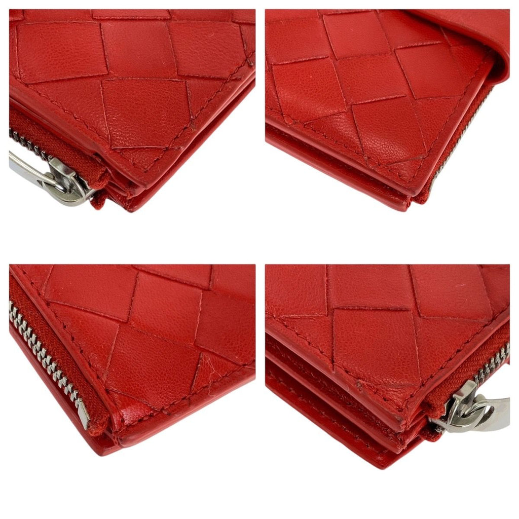 Bottega Veneta Maxi Intrecciato Red Leather Fold Wallet Compact — view 3