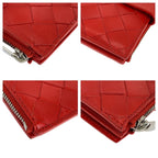 Bottega Veneta Maxi Intrecciato Red Leather Fold Wallet Compact — view 3