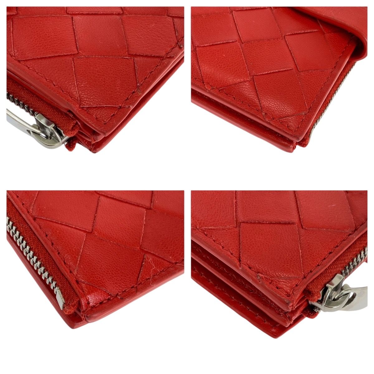 Bottega Veneta Maxi Intrecciato Red Leather Fold Wallet Compact — view 3