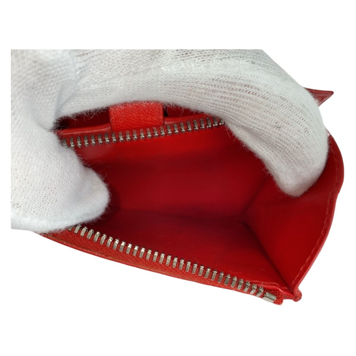 Bottega Veneta Maxi Intrecciato Red Leather Fold Wallet Compact — view 8
