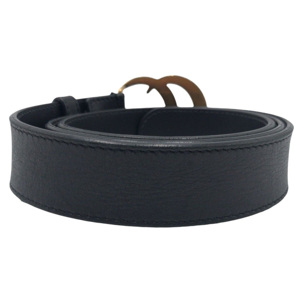 Gucci GG Marmont 80 32 Black Gold Leather Metal Belt Buckle — view 2