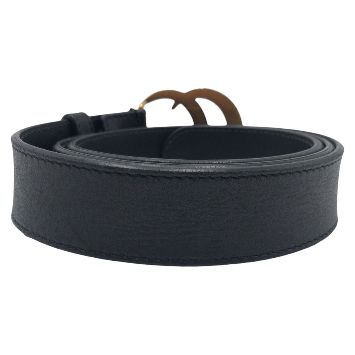 Gucci GG Marmont 80 32 Black Gold Leather Metal Belt Buckle — view 2