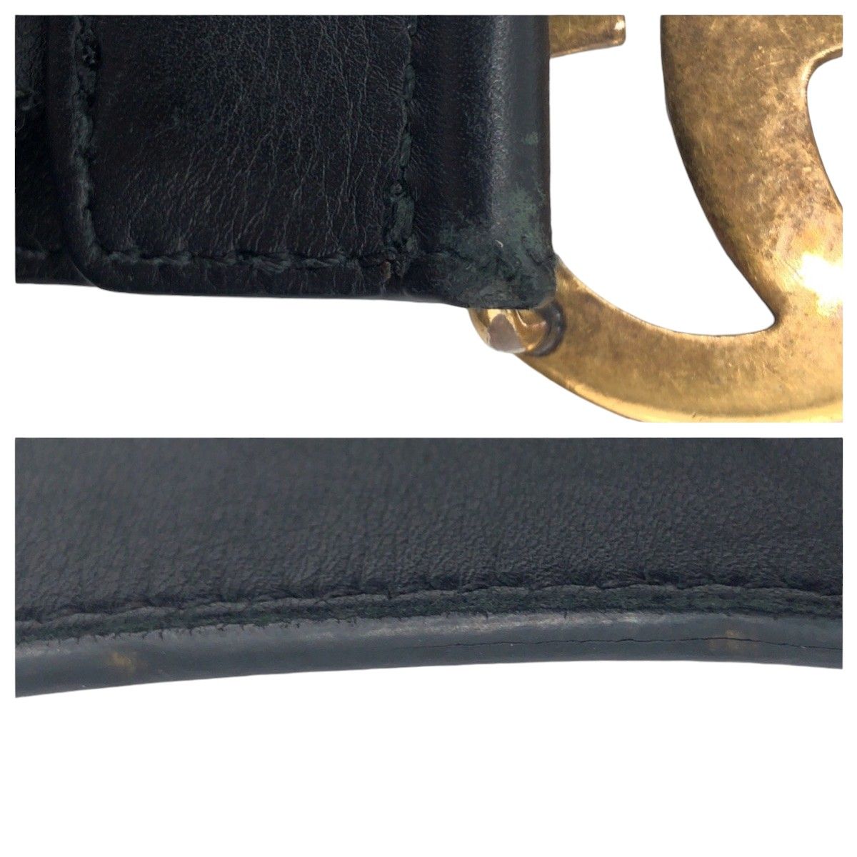 Gucci GG Marmont 80 32 Black Gold Leather Metal Belt Buckle — view 4