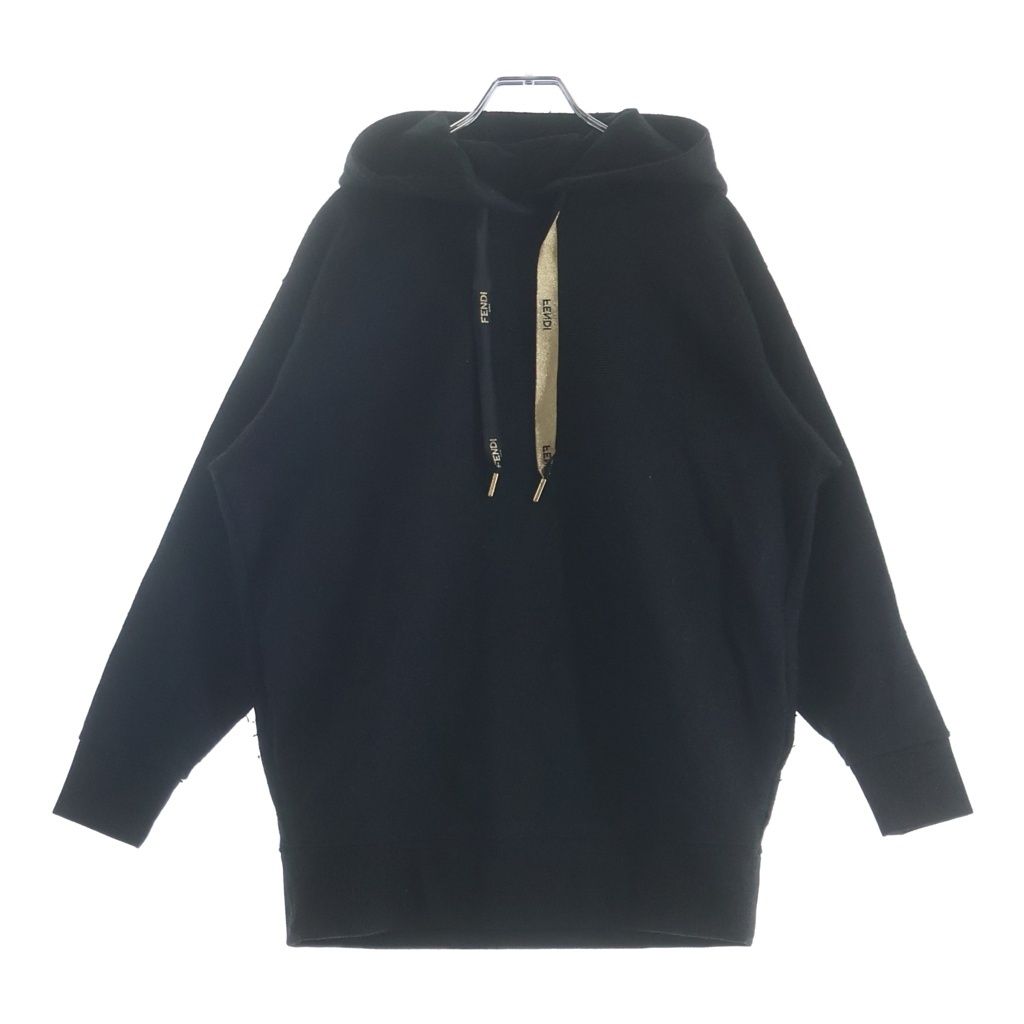 Fendi Logo Lame Hoodie Black Gold #xxs