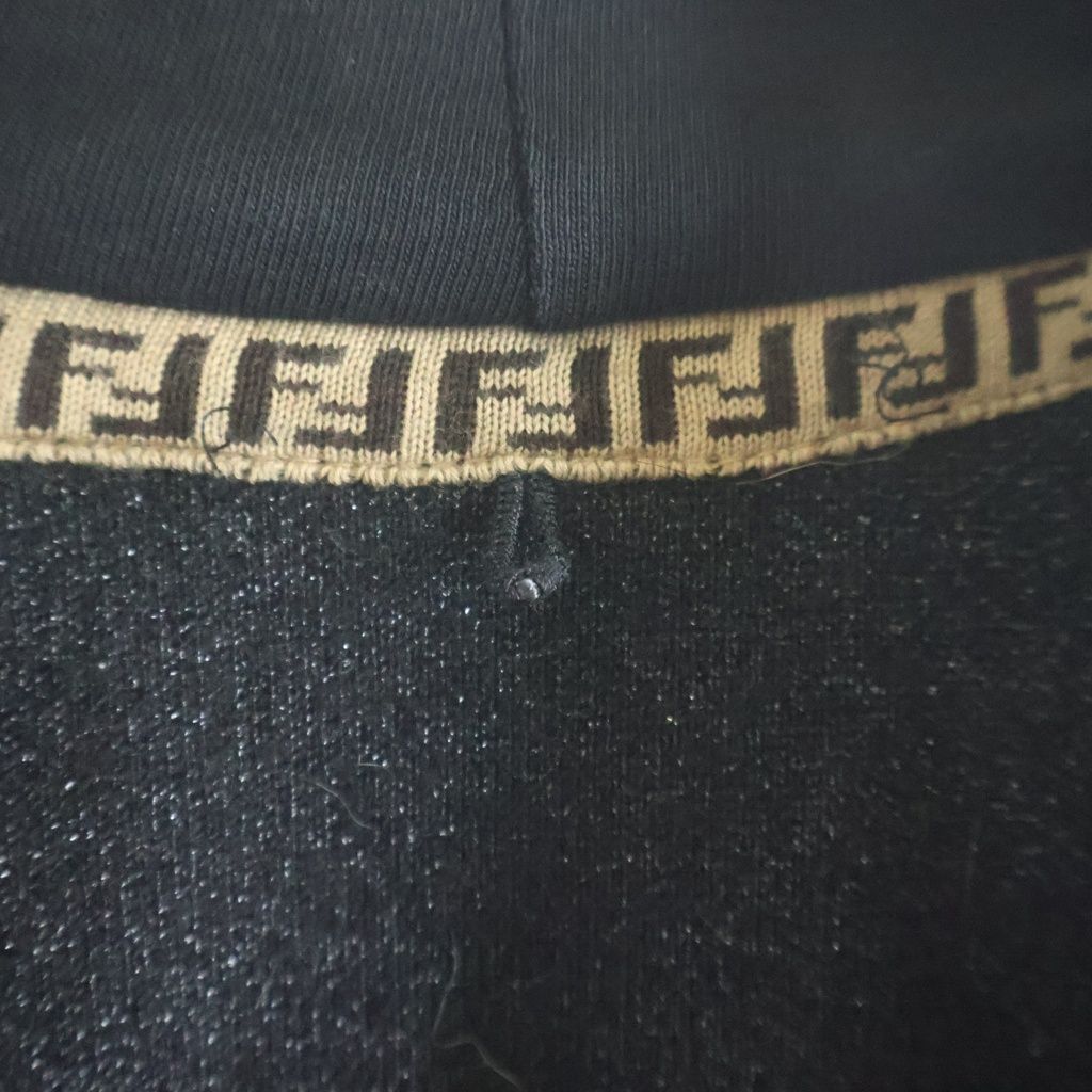 Fendi Logo Lame Hoodie Black Gold #xxs — view 7
