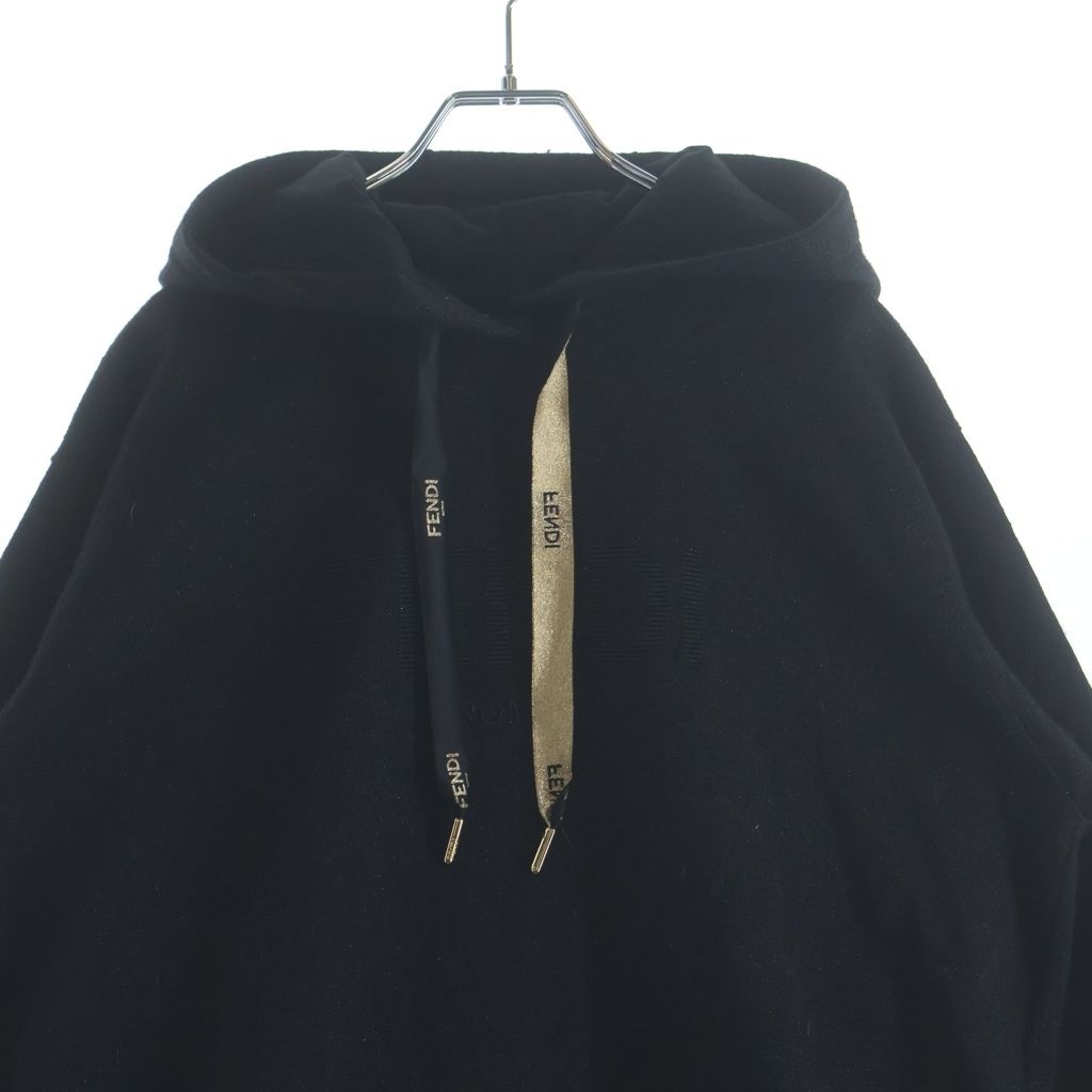 Fendi Logo Lame Hoodie Black Gold #xxs — view 3