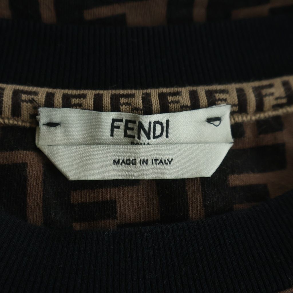 Fendi Zucca FF Logo Cotton T-Shirt Brown Black 40 — view 7