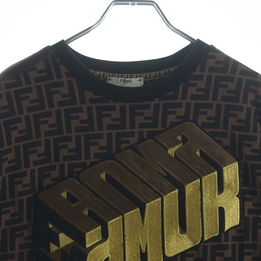 Fendi Zucca FF Logo Cotton T-Shirt Brown Black 40 — view 3