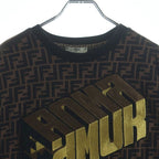 Fendi Zucca FF Logo Cotton T-Shirt Brown Black 40 — view 3