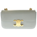 Celine Claude Triomphe Leather Chain Shoulder Bag Gray