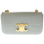 Celine Claude Triomphe Leather Chain Shoulder Bag Gray