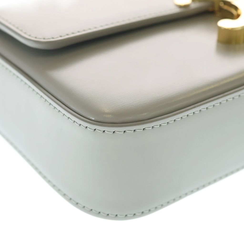 Celine Claude Triomphe Leather Chain Shoulder Bag Gray — view 5