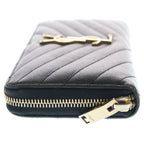 Saint Laurent Paris Caviar Leather Zip Around Gold Wallet Black — view 3