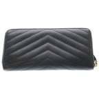 Saint Laurent Paris Caviar Leather Zip Around Gold Wallet Black — view 2