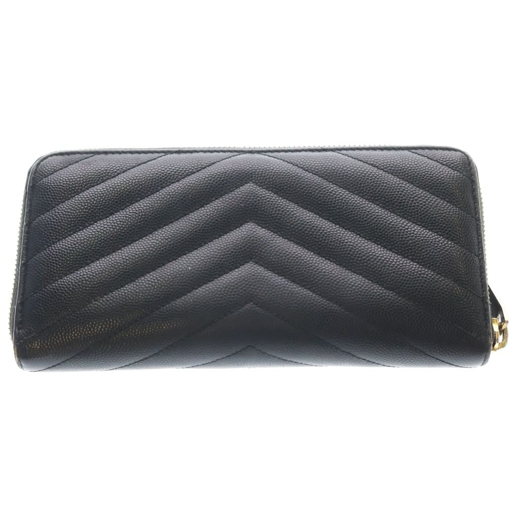 Saint Laurent Paris Caviar Leather Zip Around Gold Wallet Black — view 2