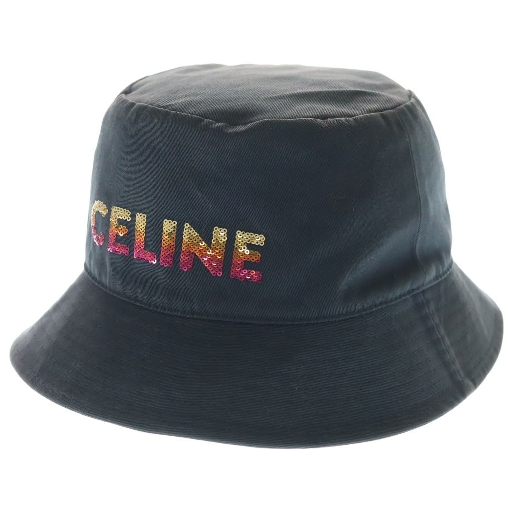 Celine Logo Bucket Hat Sequin Print Black