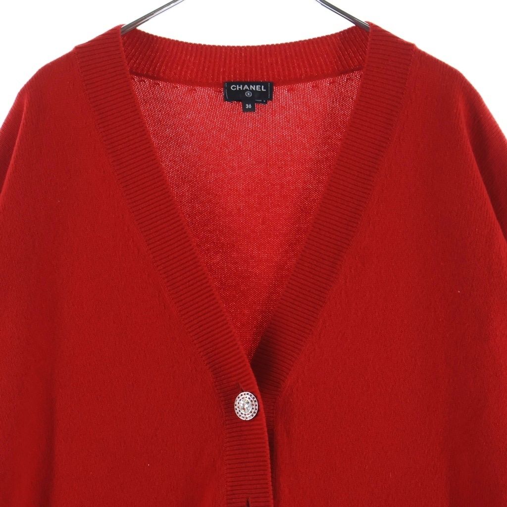 Chanel Cashmere Knit Cardigan Coco Bijou Button Red 36 — view 3