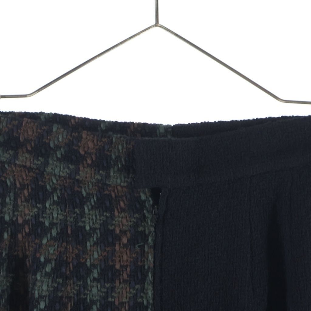 Chanel Coco Button Wool Tweed Set Vintage Tight Skirt 38 Black Green Brown — view 4