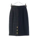 Chanel Coco Button Wool Tweed Set Vintage Tight Skirt 38 Black Green Brown — view 2