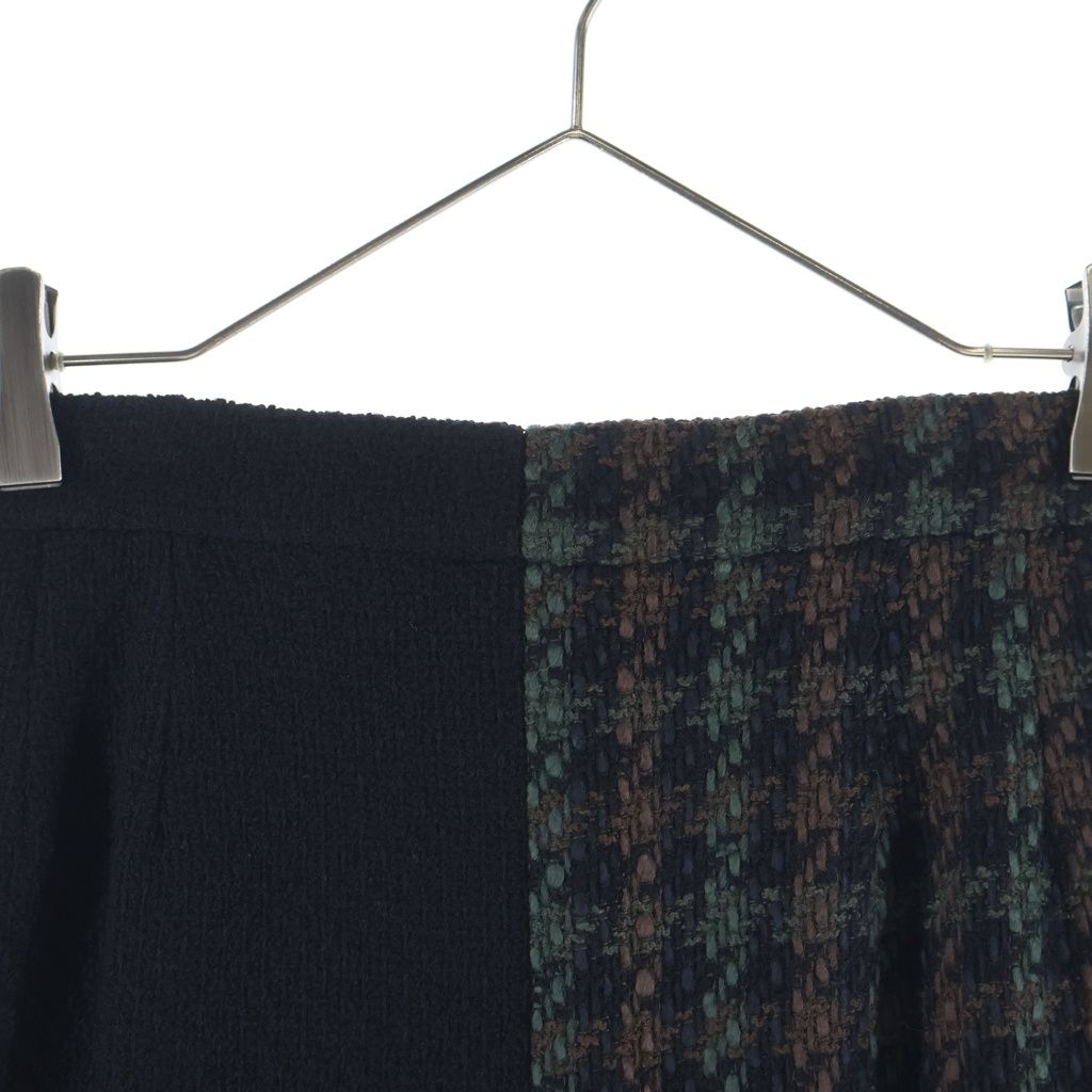 Chanel Coco Button Wool Tweed Set Vintage Tight Skirt 38 Black Green Brown — view 3