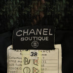 Chanel Coco Button Wool Tweed Set Vintage Tight Skirt 38 Black Green Brown — view 7