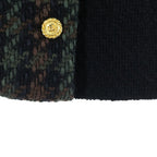 Chanel Coco Button Wool Tweed Set Vintage Tight Skirt 38 Black Green Brown — view 5