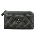 Chanel Classic Zip Card Case CC Logo Shiny Grained Calfskin Cavius Quilted